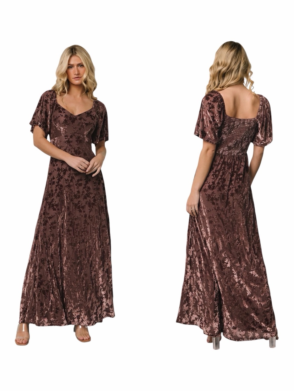 Baltic Born Everley Espresso Velvet Maxi Dress. Size 1XL.